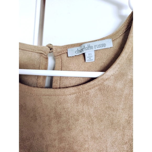 Tan faux suede tank with cut out detail size xs - Picture 3 of 3